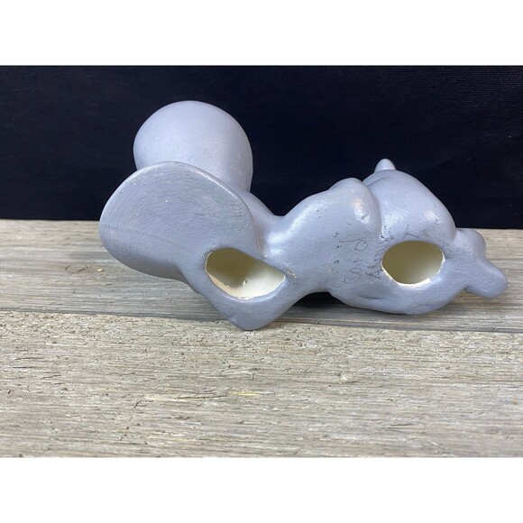 Vtg Hand Painted Ceramic Mouse Figurine Laying Lazy Seductive Gray Big Ears 6” - Picture 6 of 9
